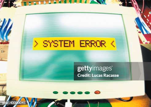 Computer systems error message on screen, digital composite. Computer systems error message on screen, digital composite.