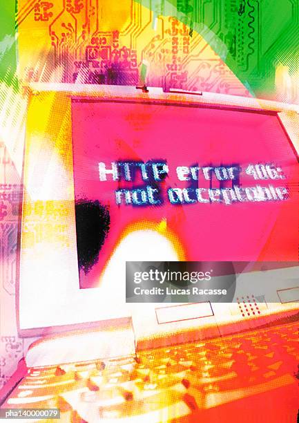computer, not acceptable message on screen, digital composite. - why not stock pictures, royalty-free photos & images