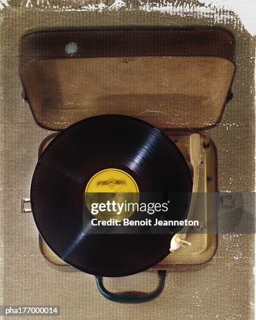 Record player, elevated view Record player, elevated view