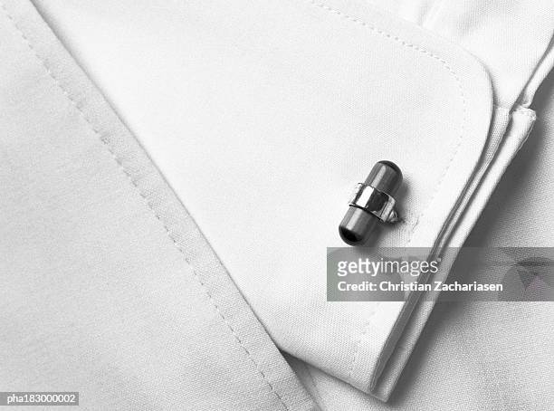cufflink, close-up, b&w - button down shirt close up stock pictures, royalty-free photos & images