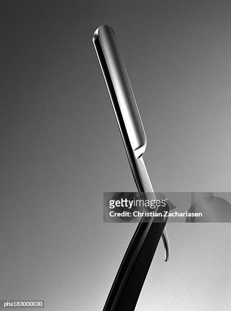 razor, close-up, b&w - straight razor stock pictures, royalty-free photos & images