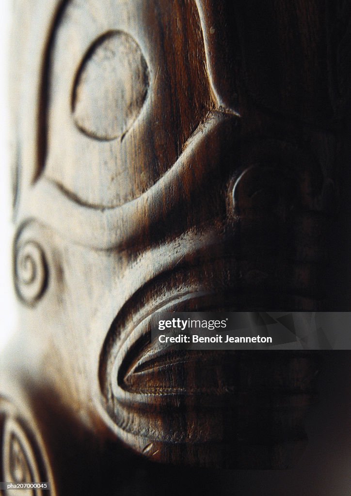 Polynesian sculpture, close-up.