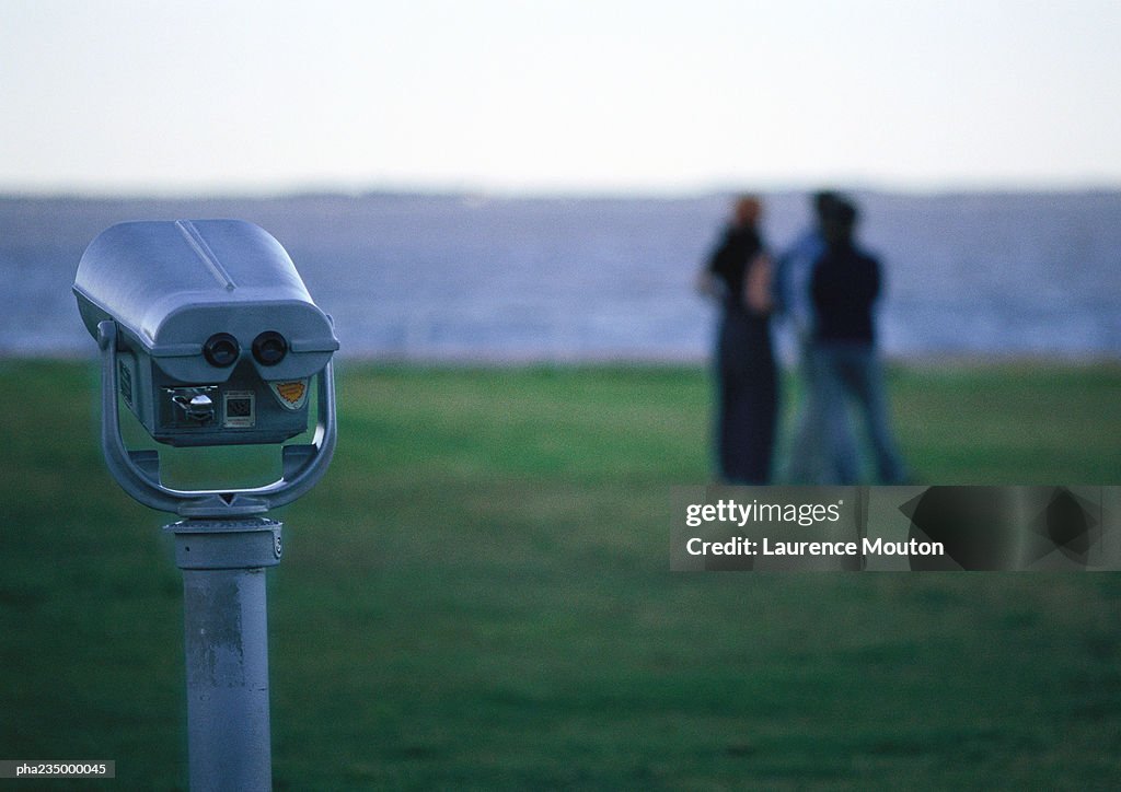 View finder, people in distance, blurred.