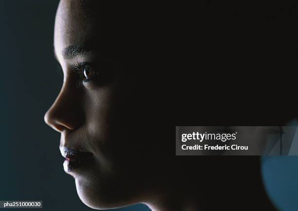 woman's face, side view, close-up - human mouth stockfoto's en -beelden