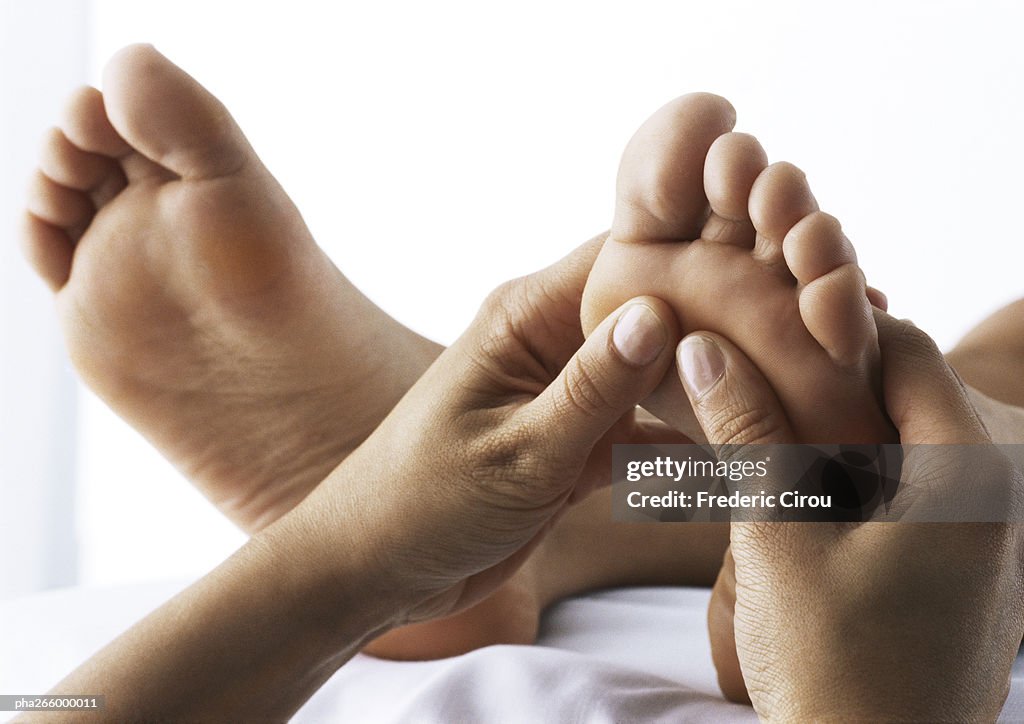 Foot massage, close-up