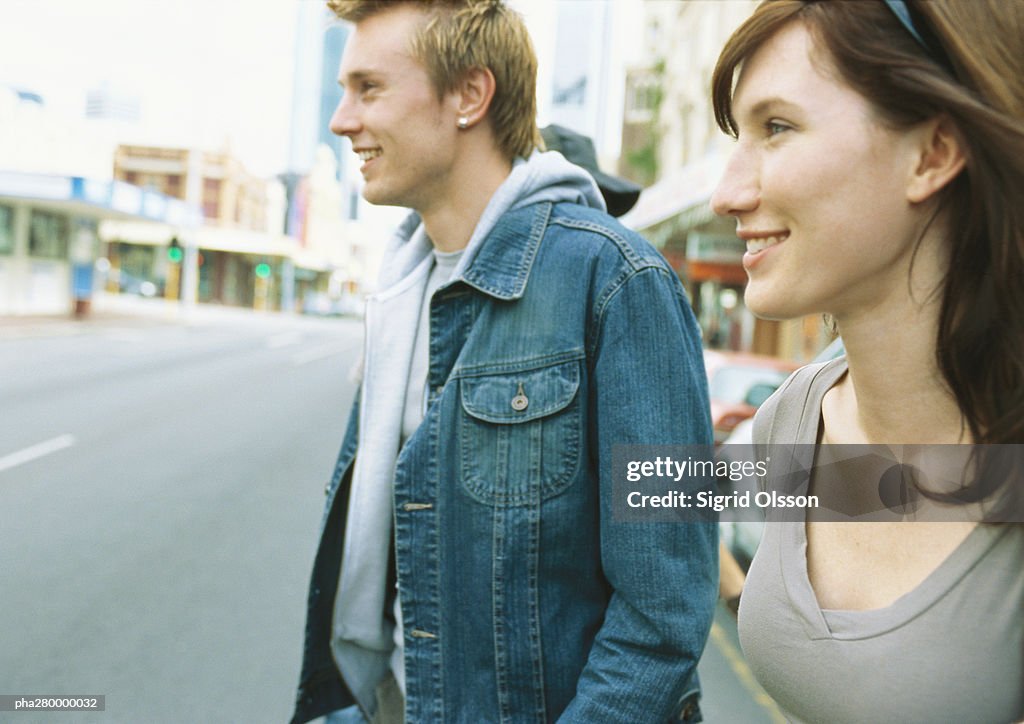 Young couple in street