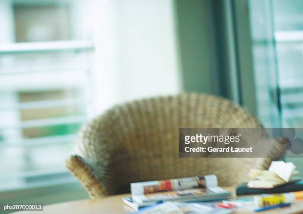 wicker chair at desk - gerrard stock-fotos und bilder