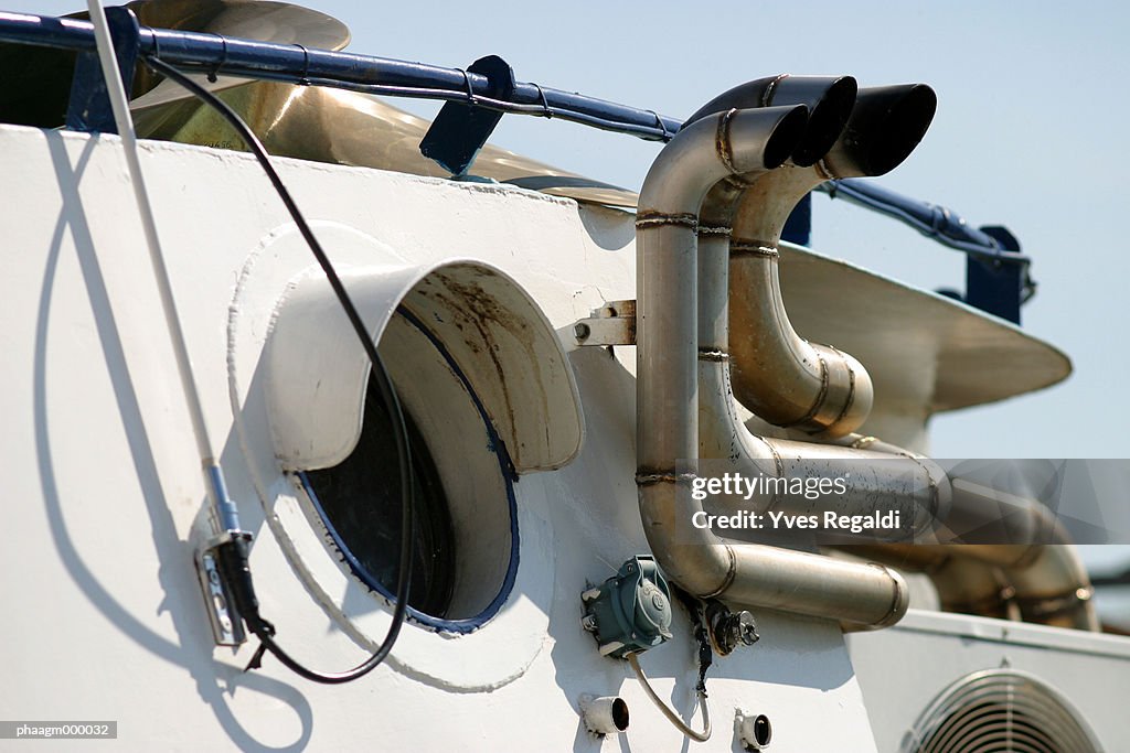 Pipes on boat, close-up