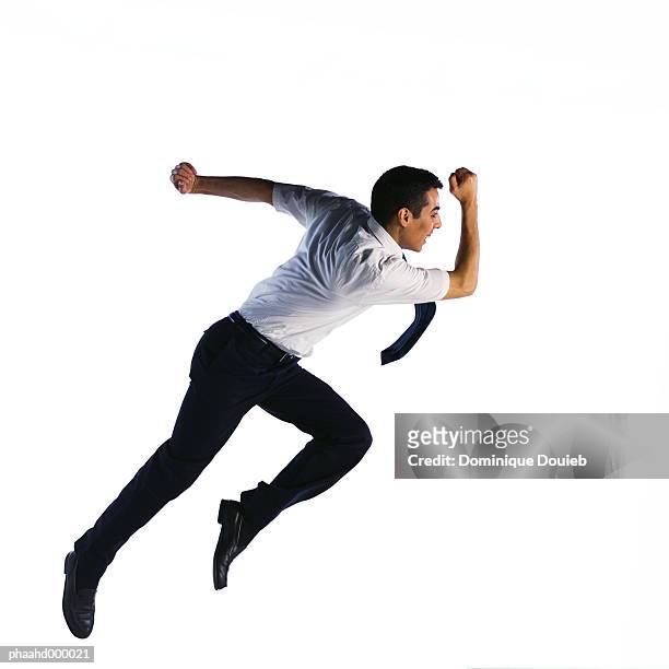 man jumping - necktie run stockfoto's en -beelden