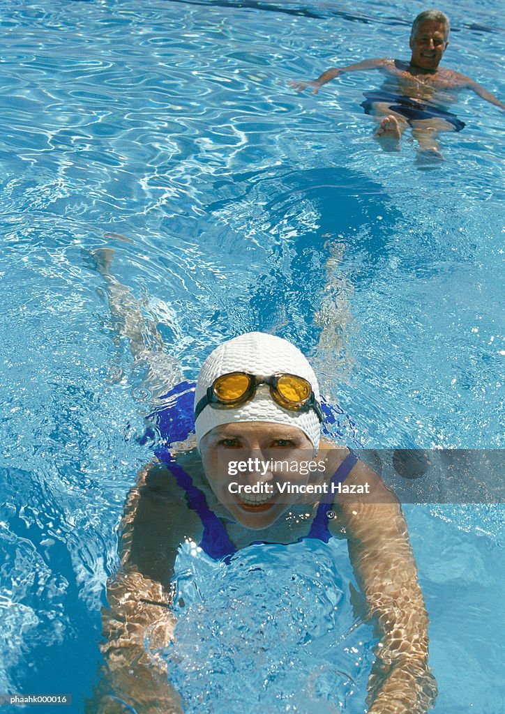 Mature couple in pool