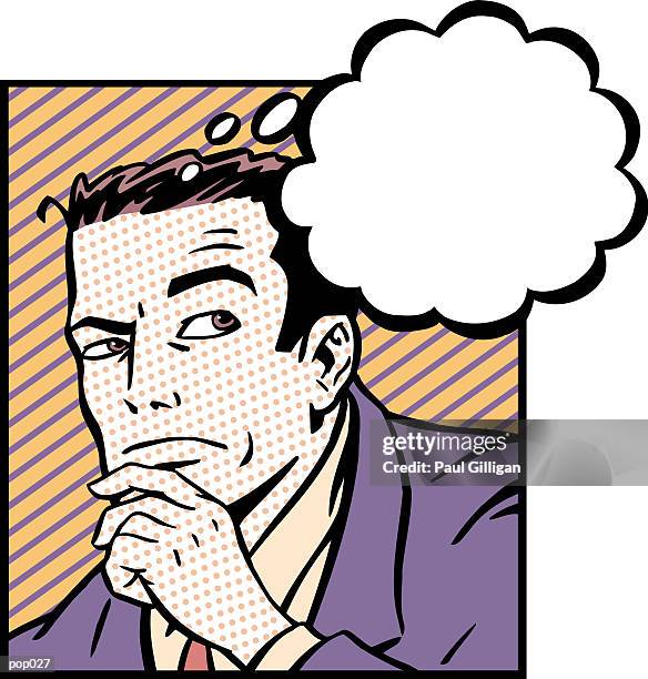 stockillustraties, clipart, cartoons en iconen met man thinking - paul