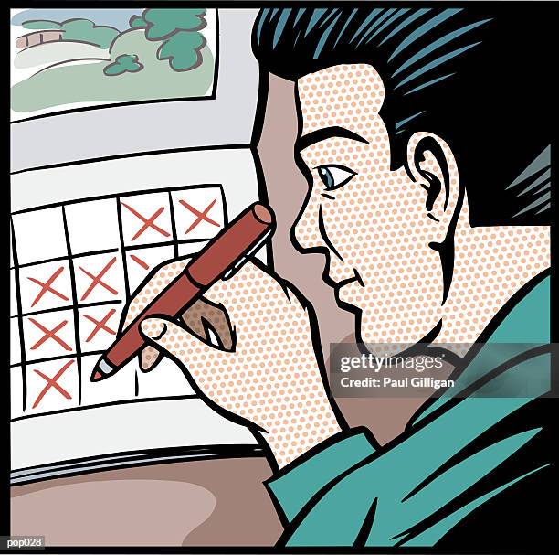 man with calendar - paal stock illustrations