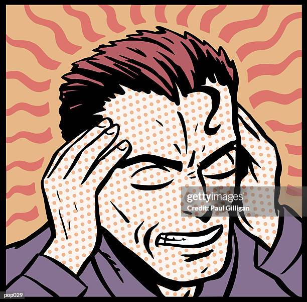 man with headache - paal stock illustrations