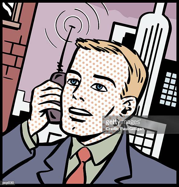 man on cell phone - paal stock illustrations