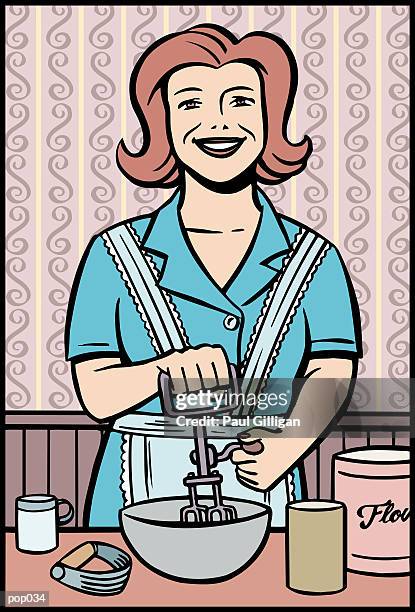 woman baking - paul stock illustrations