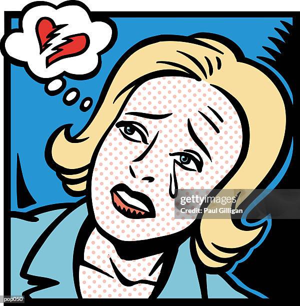 stockillustraties, clipart, cartoons en iconen met woman with broken heart - paul