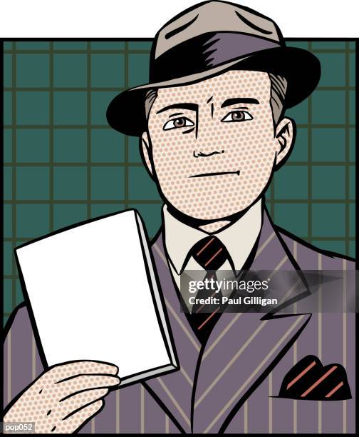 stockillustraties, clipart, cartoons en iconen met man holding book - paul