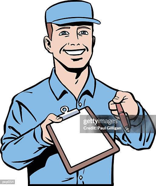 delivery man - man facing camera smiling stock illustrations