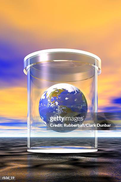 illustrations, cliparts, dessins animés et icônes de the earth floats inside a glass jar - keep