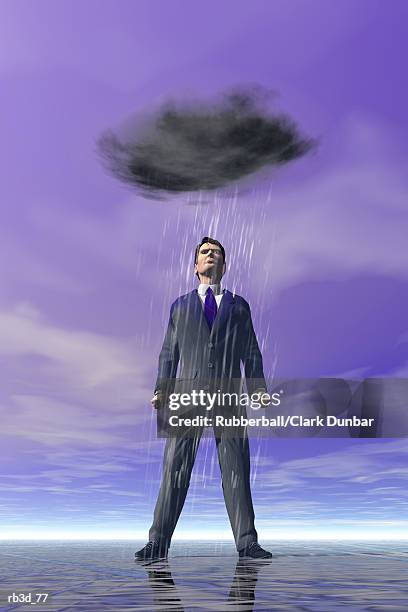 dark rain cloud hangs over a business man - persecution stock illustrations