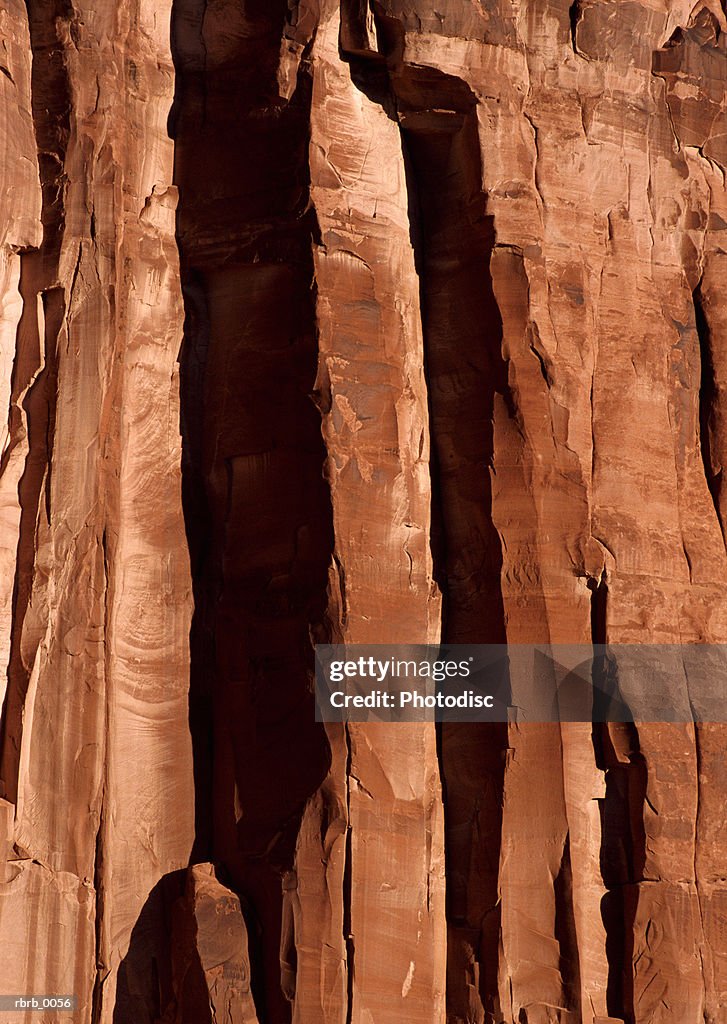 Detail of a vertical redrock desert wall