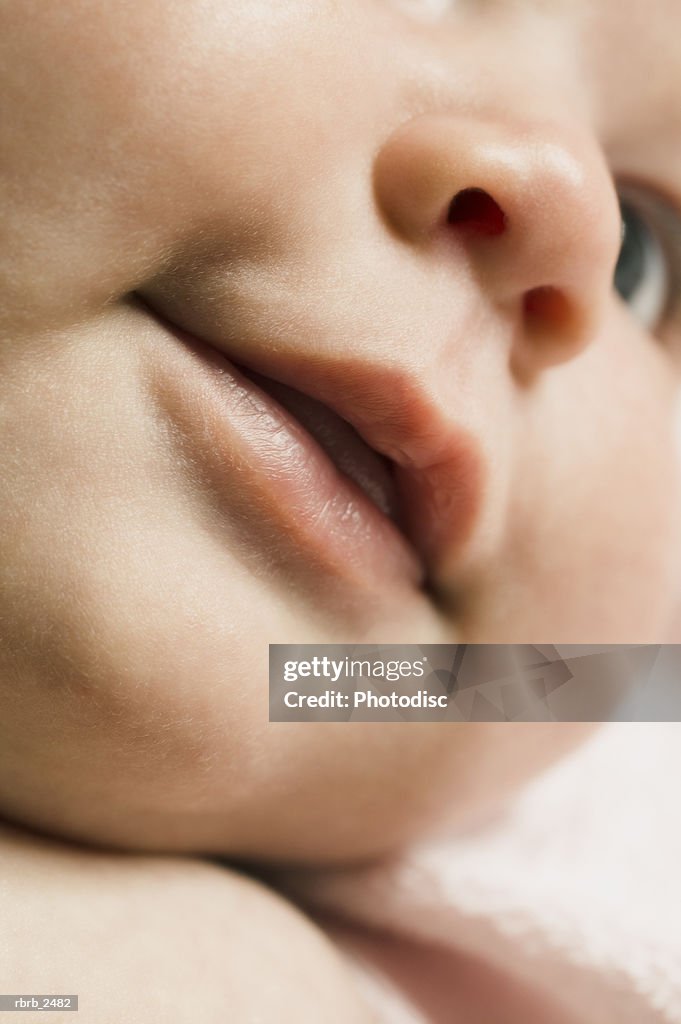 Close up portrait of the face of a newborn baby