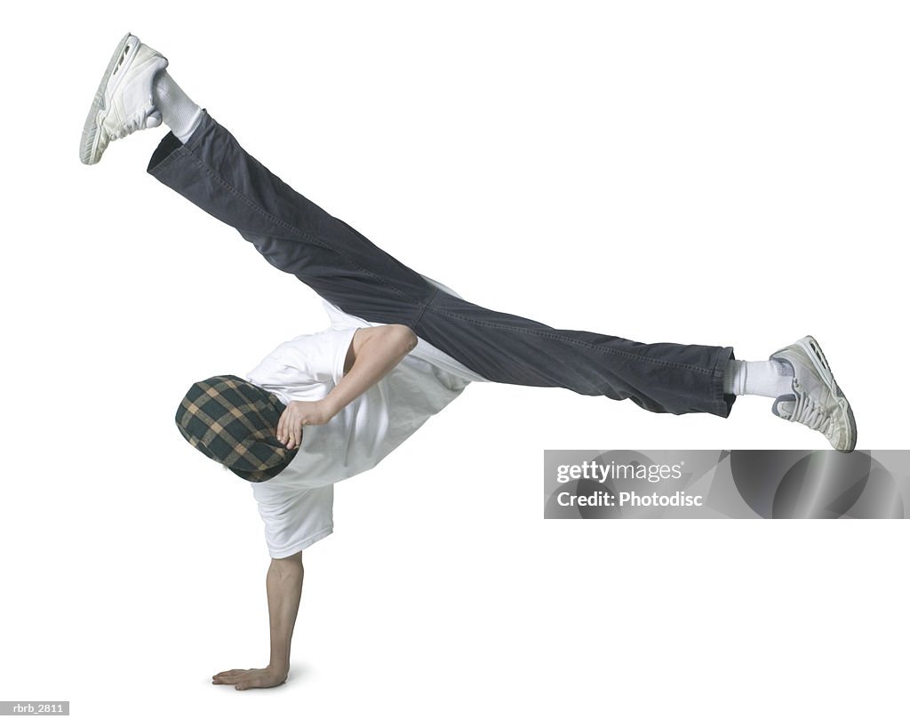 Boy performing acrobatics