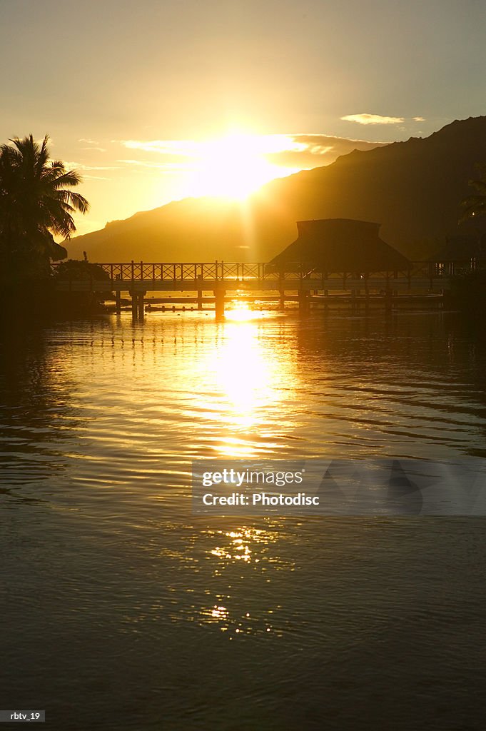 Landscape photograph of a beautiful beach sunset at a tropical resort