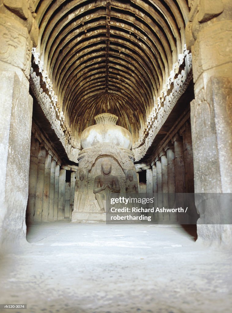 Buddhist Chaitya Hall in cave 10, Ellora, India