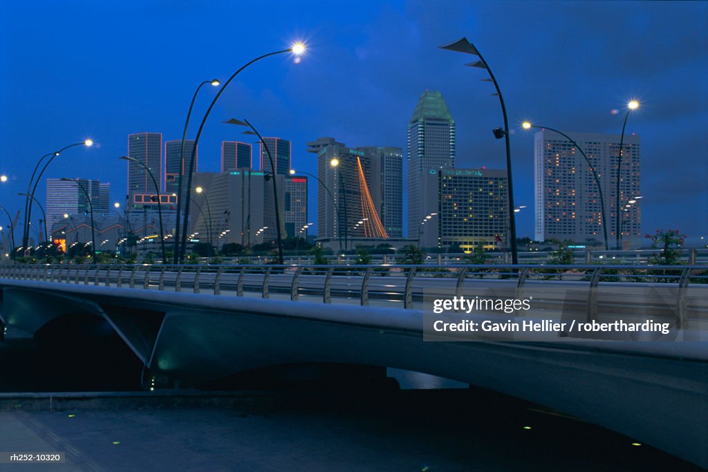 New Road Bridge (February 1998) across Marina Bay to new skyscraper area of Marina Square, Marina Bay, Singapore, Asia