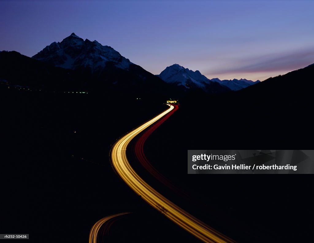 Winding road into the mountains, Europabrucke, Austria, Europe