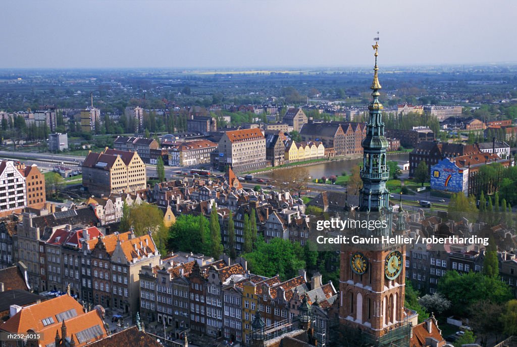 City centre from high view point, Gdansk, Pomerania, Poland, Europe