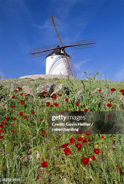 windmill in consuegra, castilla la mancha, spain - provinz toledo stock-fotos und bilder