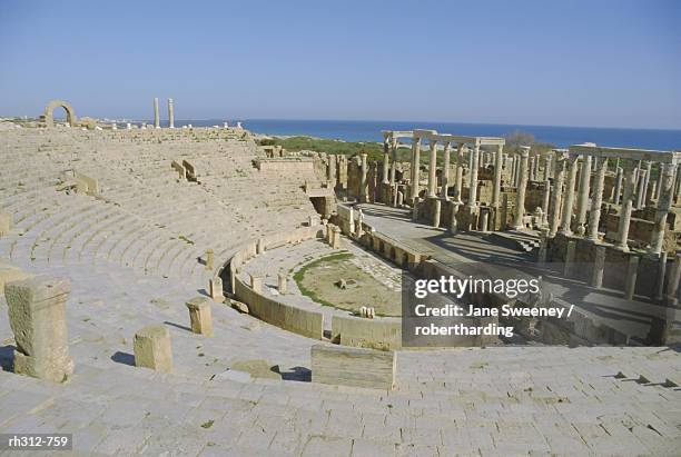 the theater, leptis magna, libya, north africa - theater of leptis magna stock pictures, royalty-free photos & images
