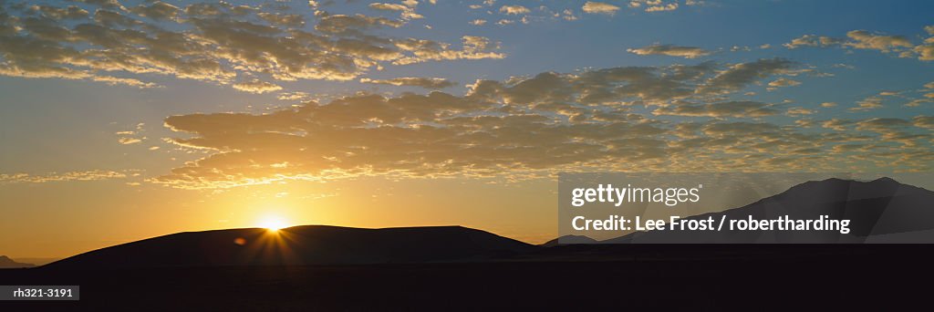 Sunset over sand dunes at Sesriem, Namib Naukluft Park, Namibia