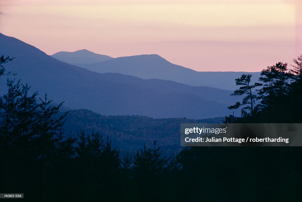 View of afterglow from Foothills Park, west of Appalachian Mountains, Tennessee, United States of America (U.S.A.), North America