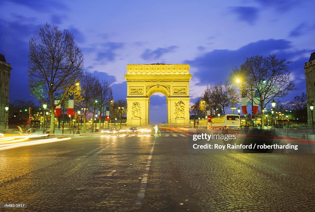 Arc de Triomphe and the Champs Elysees, Paris, France, Europe