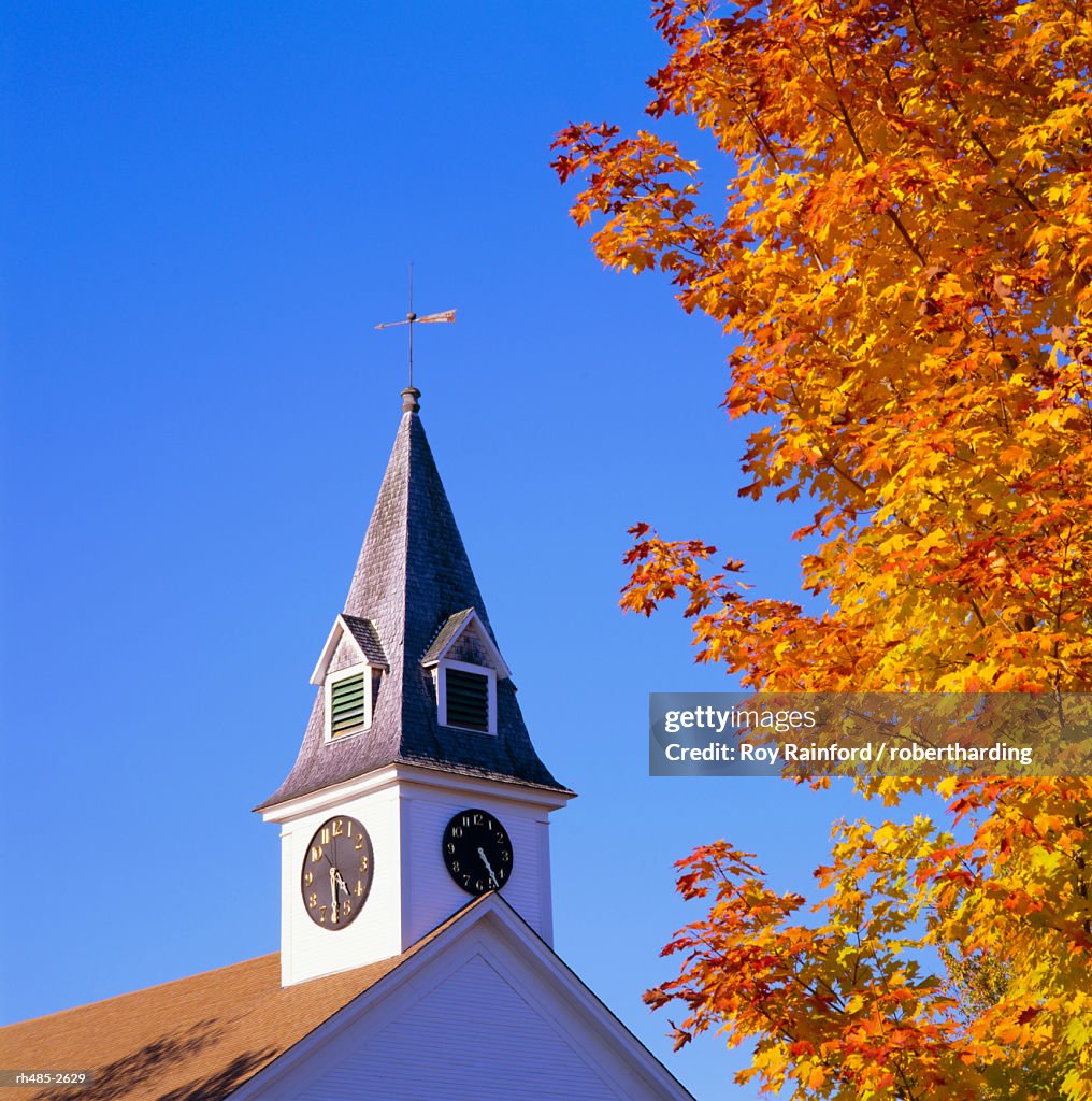 Spire of Sugar Hill Meeting House, New Hampshire, New England, USA, North America