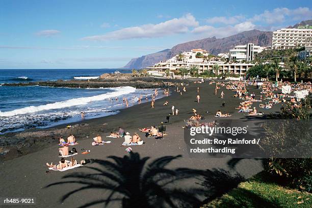 beach, playa de la arena, tenerife, canary islands, spain, atlantic, europe - arena de playa stock-fotos und bilder