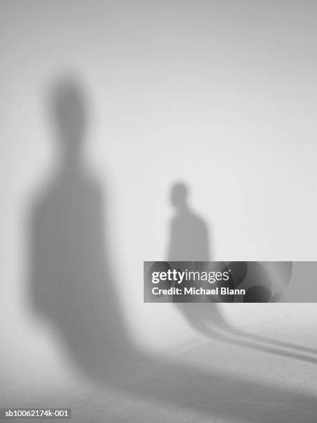 shadows standing in front of white background - shadow stockfoto's en -beelden