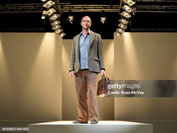 business man on catwalk, portrait - fashion show stock-fotos und bilder