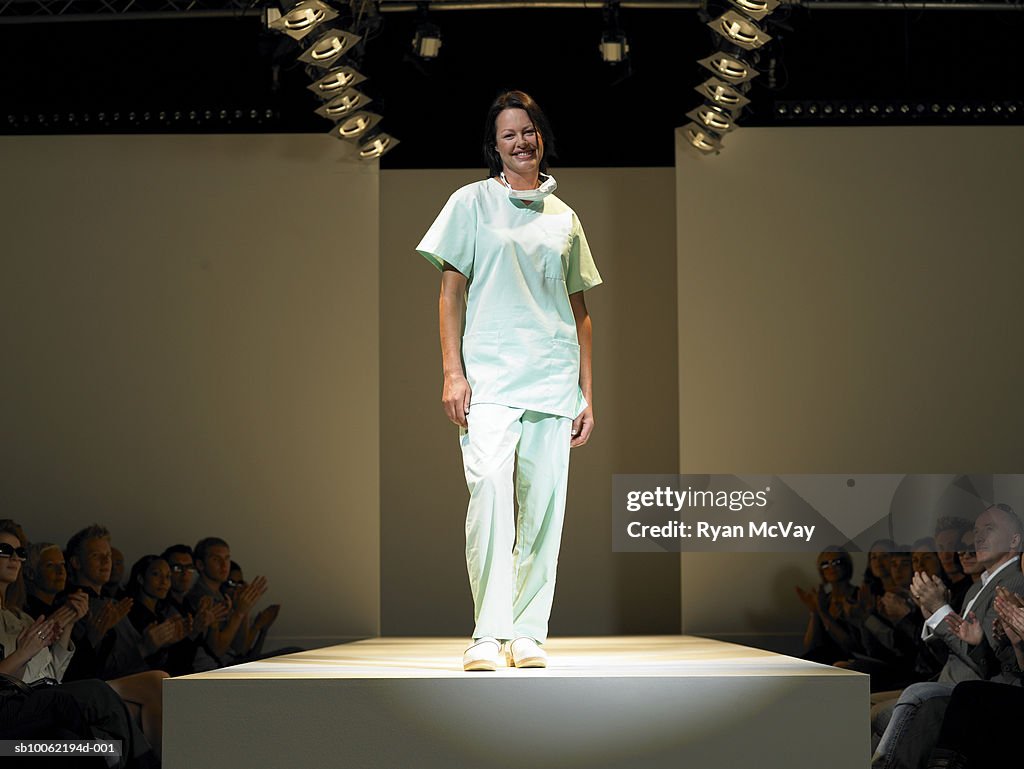 Female nurse on catwalk, portrait