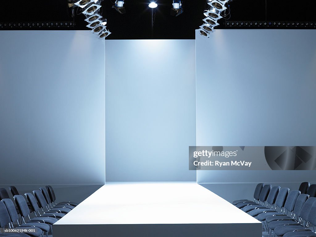 Empty catwalk and seating for fashion show