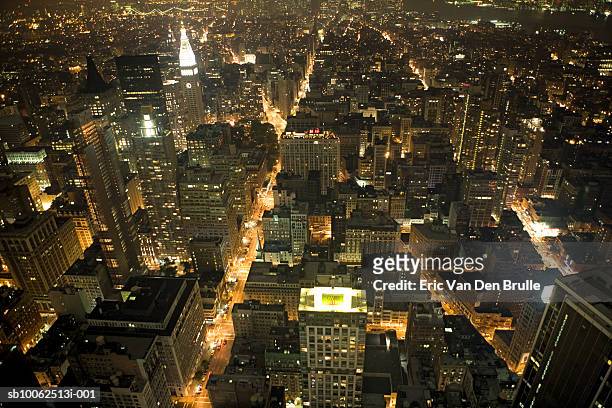 usa, new york city at night, elevated view - eric van den brulle stock pictures, royalty-free photos & images