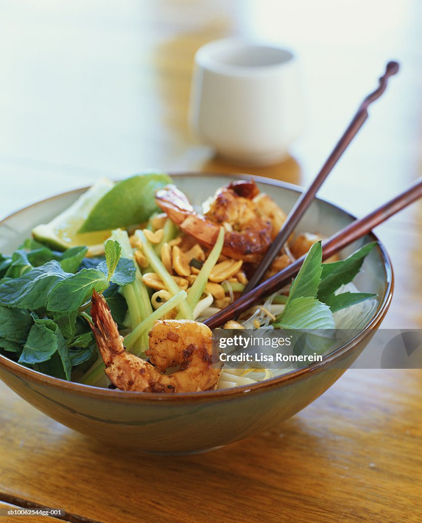 Prawn and rice noodle salad