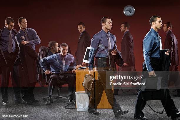 businessman in office (multiple exposure) - 同等 ストックフォトと画像