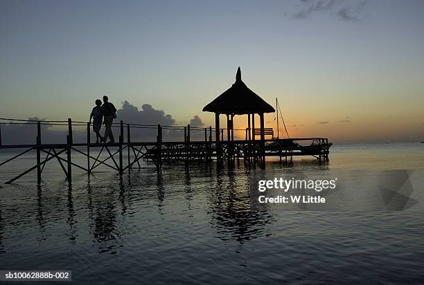 couple over looking turtle bay in mauritius - mauritius stock-fotos und bilder