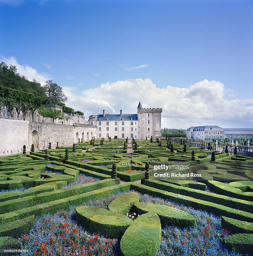 France, Villandry, Caen, castle and baroque French garden