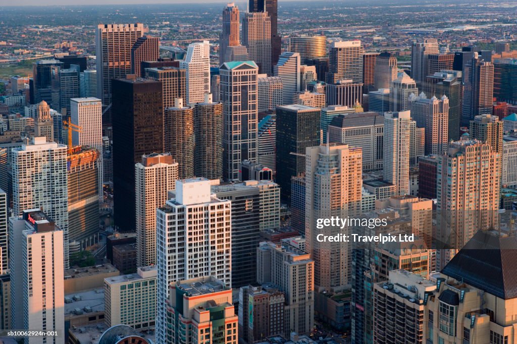 USA, Illinois, Chicago, office blocks, elevated view