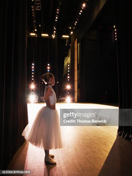 young ballerina waiting in wings - backstage bildbanksfoton och bilder